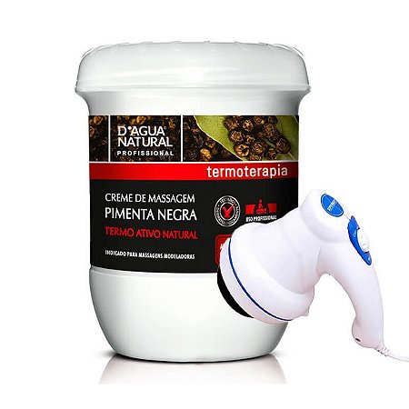 Kit Anti Celulite Pimenta Negra D'agua Natural + Massageador Pessoal