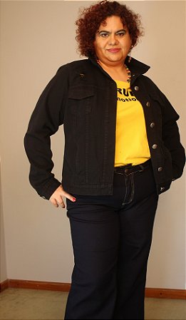 Jaqueta Black jeans Destroyed Plus Size