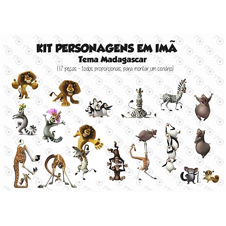 Kit - Madagascar - Personagens em imã