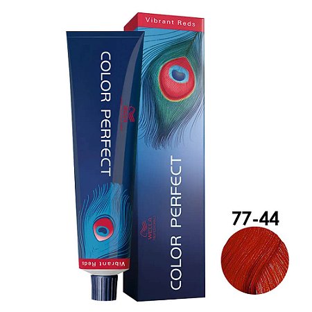 Coloração Wella Color Perfect Vibrant Reds 77/44 Louro Médio Intenso Vermelho Intenso