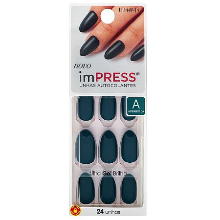 Unhas Kiss Impress Amendoada Emerald BIPAM519BR