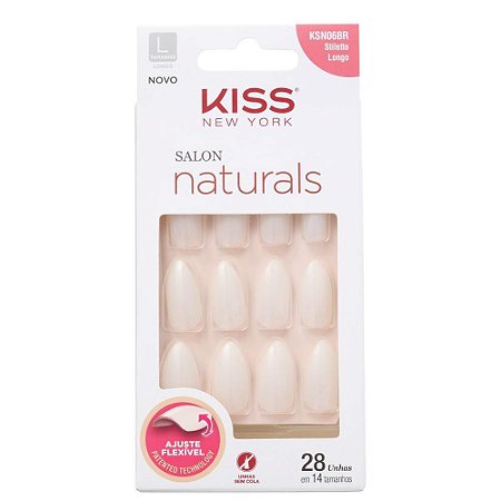 Unhas Kiss Salon Natural Longo Estileto KSN06BR