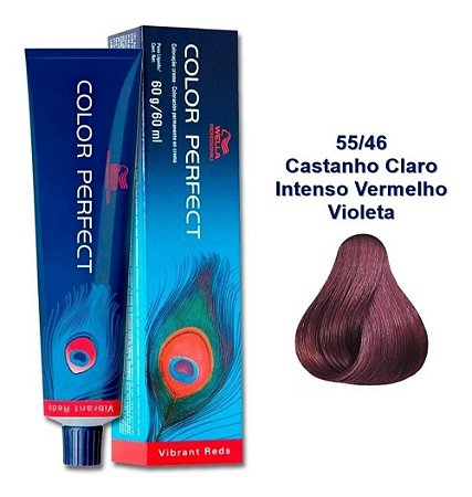 Coloração Wella Color Perfect Vibrant Reds 55/46 Castanho Claro Intenso Vermelho Violeta