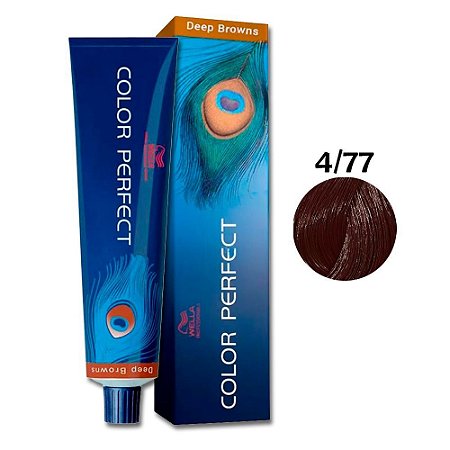 Coloração Wella Color Perfect 4/77 Castanho Médio Marrom Intenso