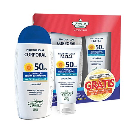 Kit Protetor Solar Corp+Facial Flores & Vegetais Fps50