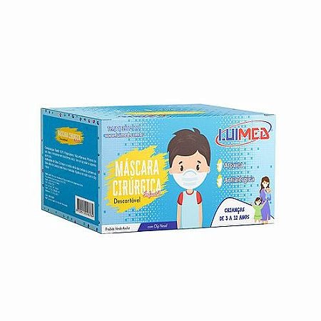 Mascara descartável tnt infantil Azul LuiMed c/50