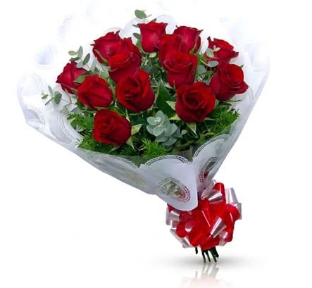 003 - Buquê com 12 rosas vermelhas