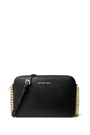 BOLSA TRANSVERSAL JET SET GRANDE DE COURO PRETA