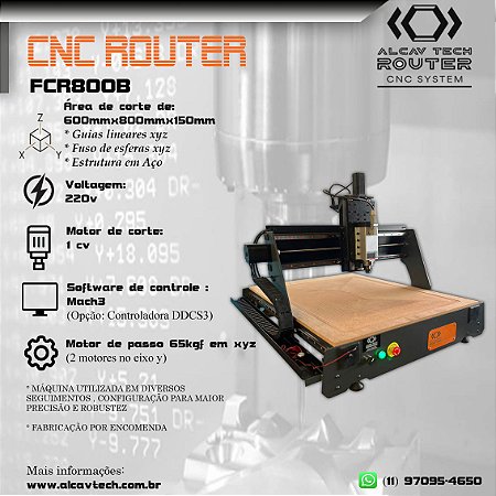 Fresadora CNC Router FCR800B (600mmx800mmx150mm) 1cv