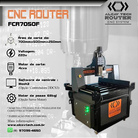 Fresadora CNC Router FCR7050F (700mmx500mmx250mm) 4cvs