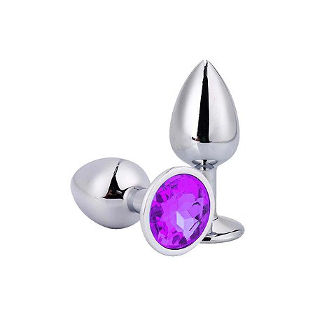 Plug em Metal com Pedra Roxo Tam P