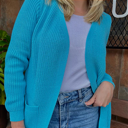 CARDIGAN TRICOT ALONGADO ALINE REF 987