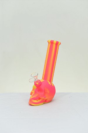 Ice Bong de Silicone Crânio Rosa e Amarelo 22cm