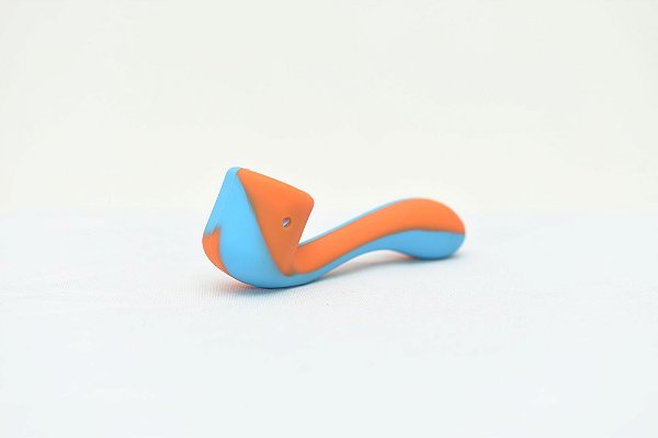 Pipe de Silicone Estilo Cachimbo Laranja e Azul