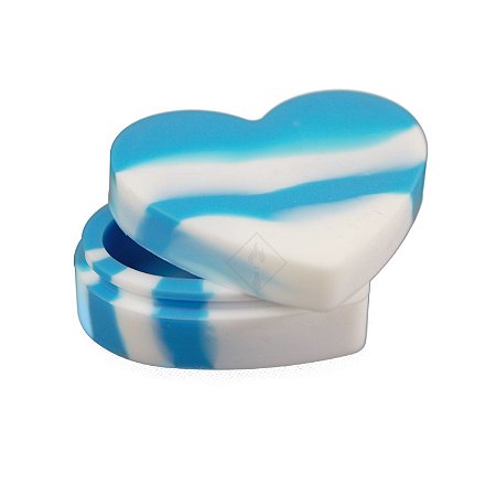 Pote de Silicone Slick Coração Azul e Branco