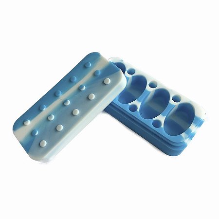 Pote de Silicone com 4 Lugares Lego Branco e Azul