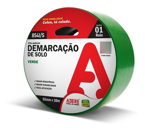 Fita De Demarcação De Solo Adere 50mmx15m Cor Verde