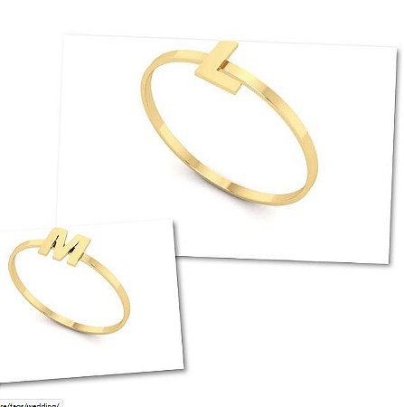 Anel Letras em ouro amarelo e branco 18k
