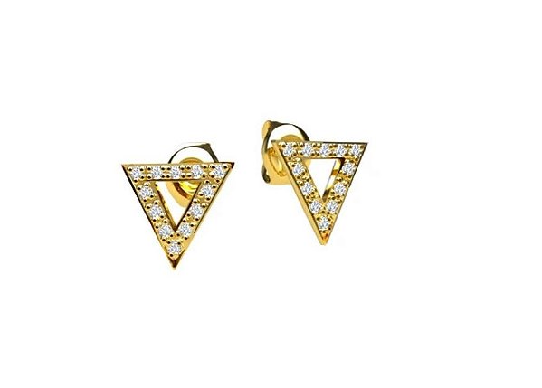 Brinco Geo Triângulo com Diamantes em ouro amarelo 18k