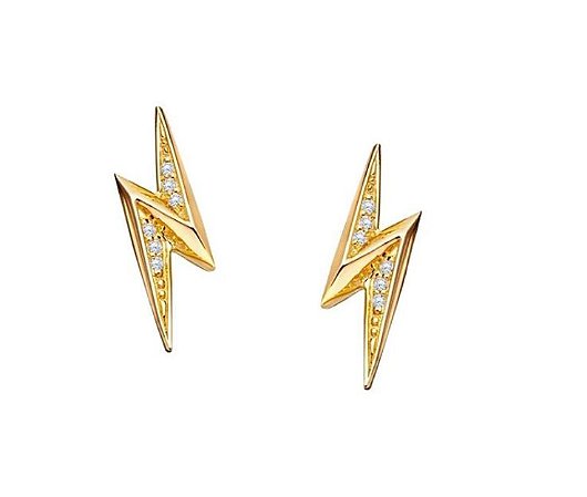 Brinco Raio em ouro amarelo 18K com diamantes