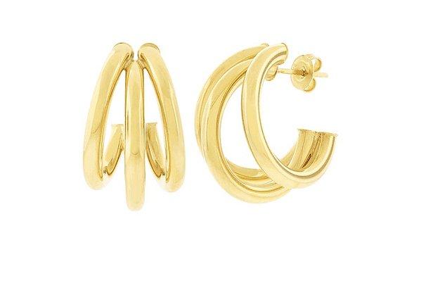 Argola Silhueta Tripla ouro amarelo 18k