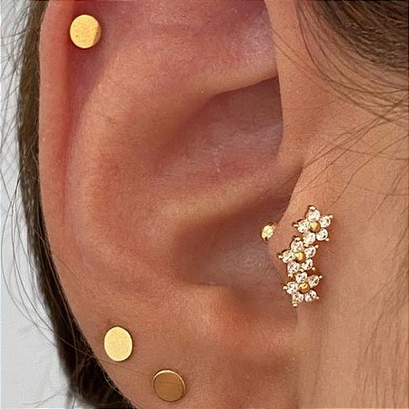 Piercing Trio de Flores em ouro 18k