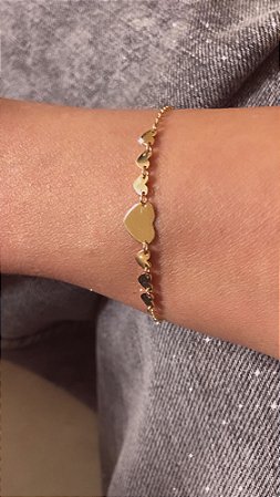Pulseira Corações em ouro amarelo 18k