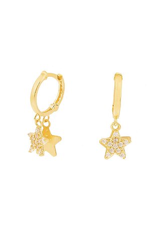 Argola Estrela Dupla em ouro 18k