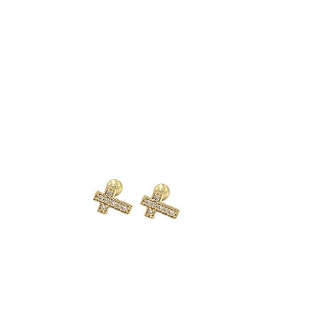 Piercing Cruz com Zircônia em ouro 18k