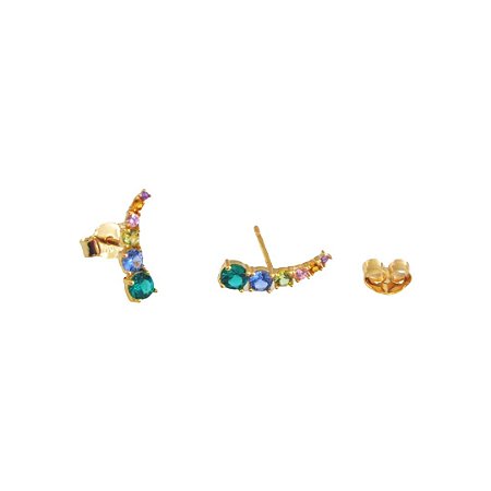 Brinco Earcuff Colorful com Zircônia em ouro 18k