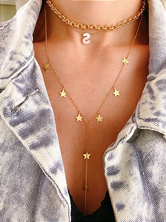 Colar Gravata Star M em ouro 18k