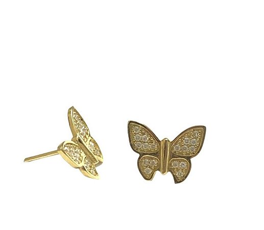 Brinco Borboleta com Diamantes em ouro 18k