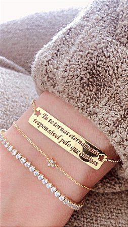 Pulseira Frase Pequeno Príncipe em ouro 18k