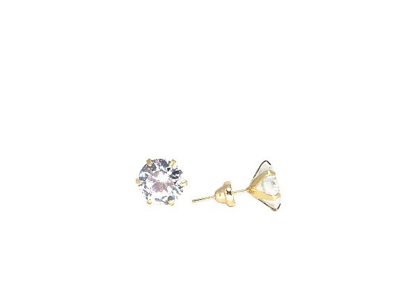 Brinco Ponto de Luz com Zircônia em 18k com 6 garras 6mm