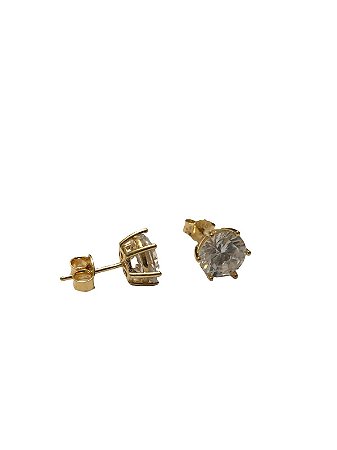 Brinco Ponto de Luz Princess com Zircônia em ouro 18k 6 garras 7,8mm