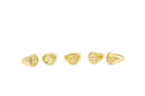 Anel Letras chancela em ouro 18k