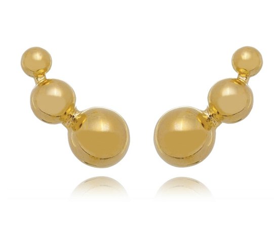 Brinco Earcuff Bolinhas em Ouro 18k
