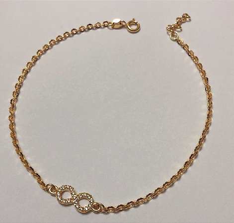Pulseira Infinito de Zircônia em ouro 18k
