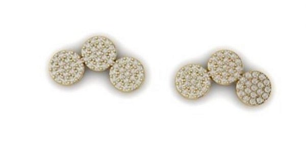 Brinco Trio de Círculos em Zircônia em ouro 18k