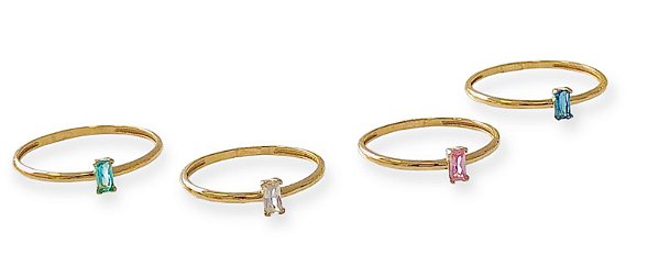 Anel Colorful com Gemas Retângulares em ouro 18k