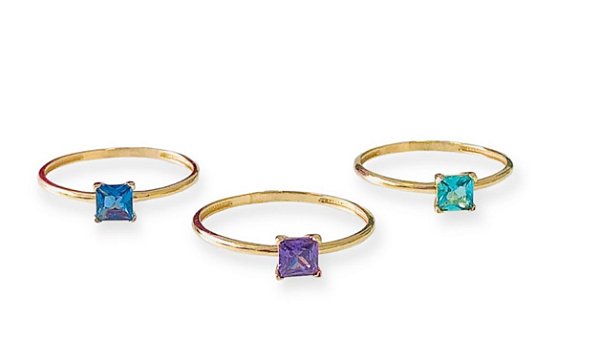 Anel Colorful com Gemas Quadradas em ouro 18k