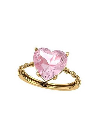 Anel Coração Gemas Coloridas em ouro 18k
