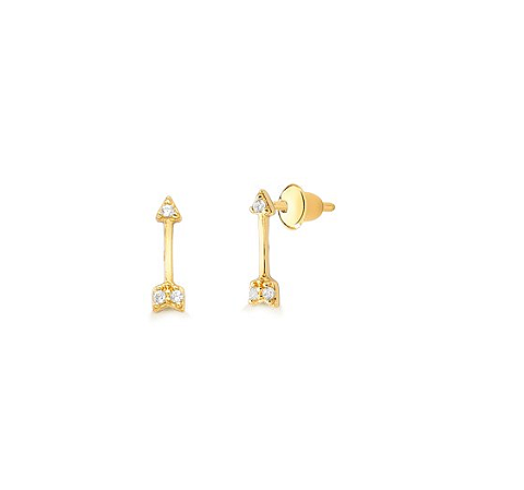 Brinco Flecha em ouro 18K com zircônias