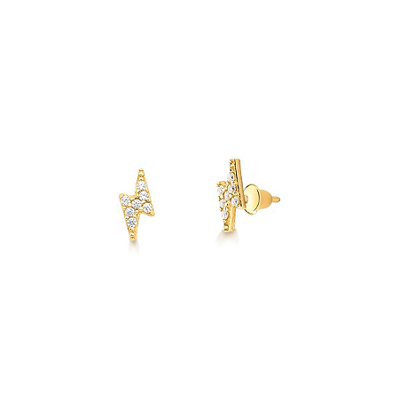 Brinco raio em ouro 18K cravejado em zircônias
