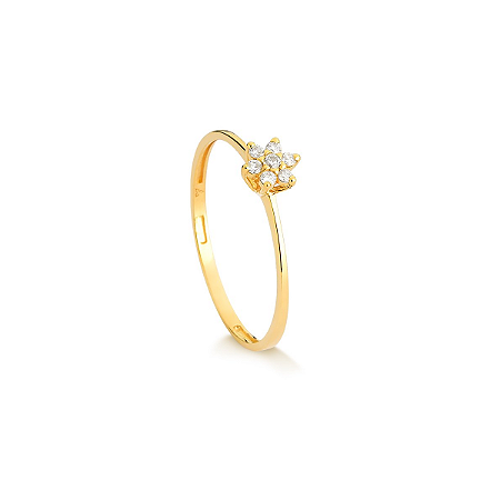 Anel de Ouro 18k Chuveiro com 7,5 pontos de Diamantes