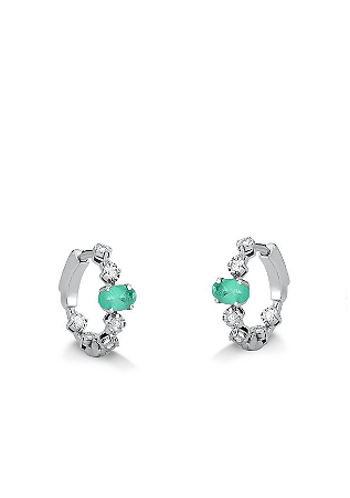 Argola ouro 18k com Diamantes e Esmeralda