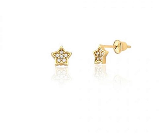 Brinco Estrela com Zircônia em ouro 18k