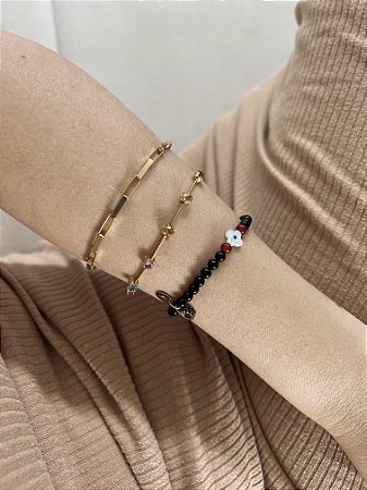 Pulseira ônix em ouro amarelo 18k