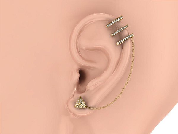 Piercing Jennifer com diamantes em ouro 18k