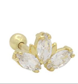 Piercing Zircônia em ouro 18k